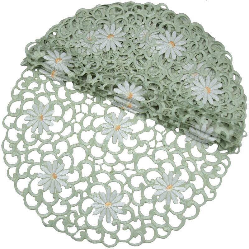 Polyester Floral Round Doily Set of 4
