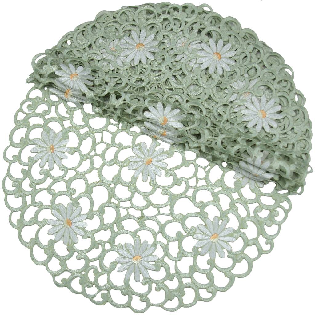 Polyester Floral Round Doily Set of 4