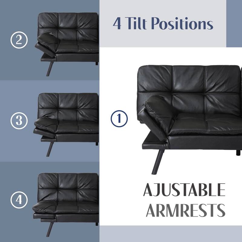 Futon Couch Sofa Bed, Faux Leather Sleeper Futons Convertible Loveseat