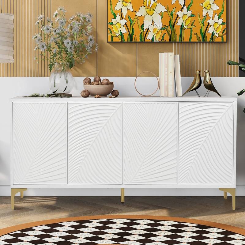 4-Door Sideboard with Adjustable Shelves,Multi-Functional Storage Cabinet for Home Organization - White