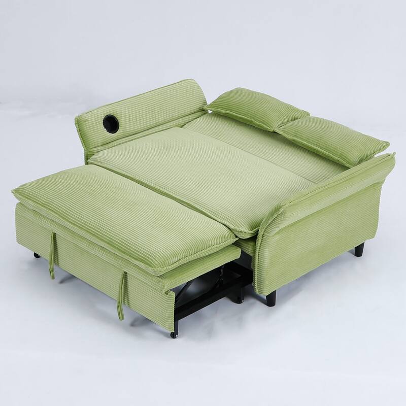 65.74-inch pink letter striped fabric multi-functional sofa bed,armrests and backrests are adjustable
