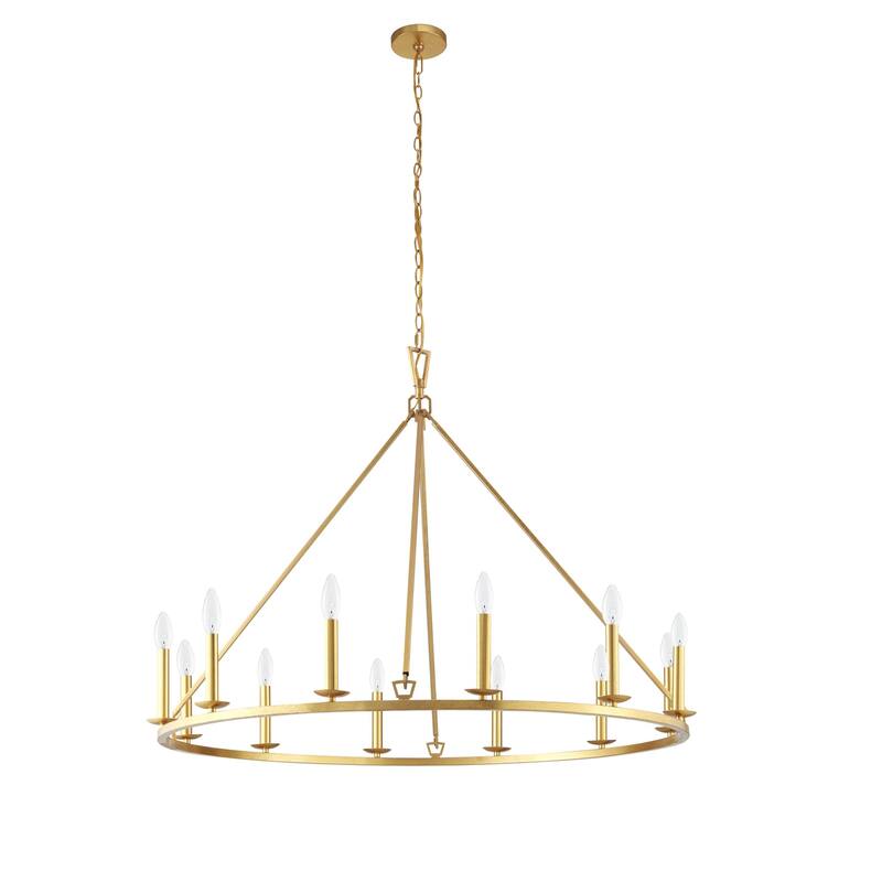 KAWOTI 12 - Light Dimmable Wagon Wheel Chandelier