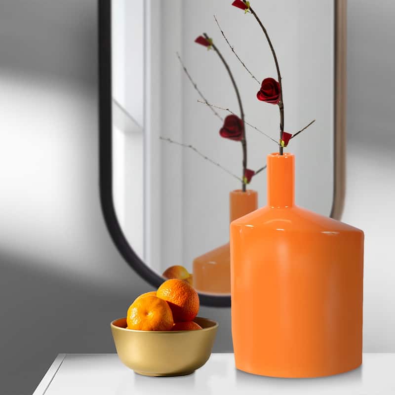Allan Andrews Contemporary Glossy Orange Ceramic Vase