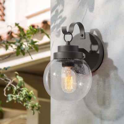 Bern Transitional 1-light Globe Bubble Glass Outdoor Wall Sconces