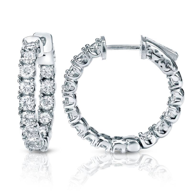 Auriya 14k Gold 3 carat TW Medium Diamond Hoop Earrings (J-K, I1-I2) - 0.86-inch