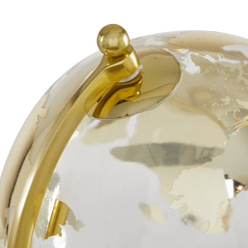 Gold Marble Globe with Marble Base and White Base - 5 x 5 x 11