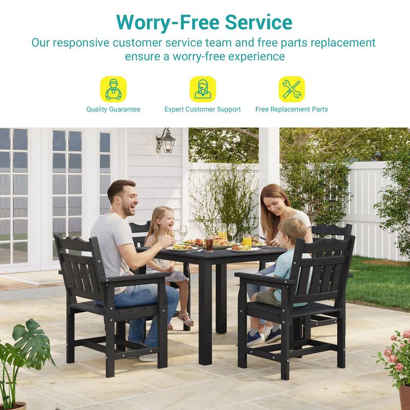 HIPS Outdoor Dining Set All-weather Patio Table and Chairs(Set of 5)