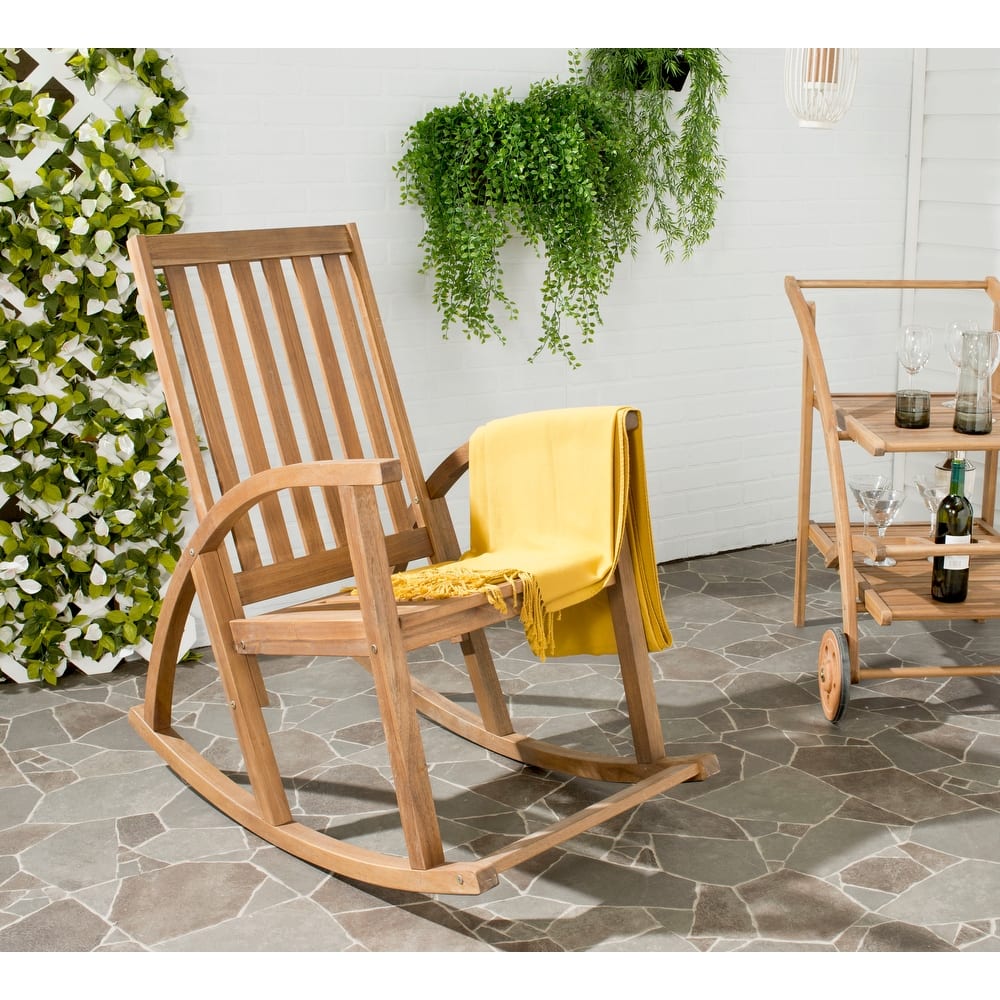 SAFAVIEH Outdoor Nevaeh Acacia Wood Rocking Chair - 26W x 45D x 34H