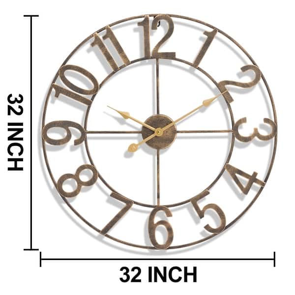 dimension image slide 2 of 4, Sorbus Large Wall Clock 32" - Battery Operated Analog Large Clock (Black)