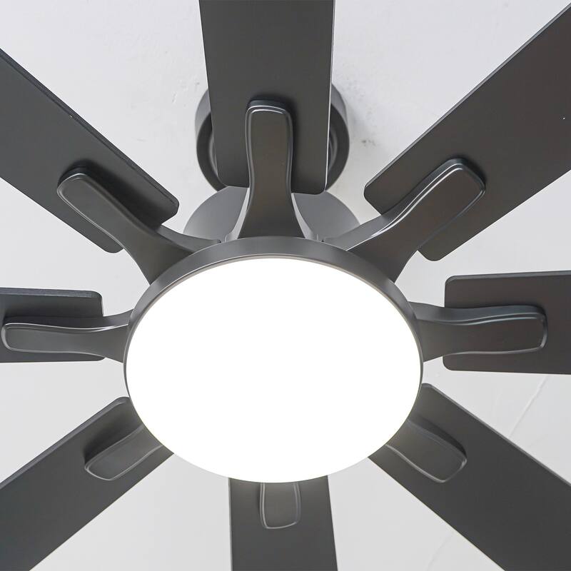 72-in Black Reversible 8-Blade Large Industrial Smart Ceiling Fan with Light and APP Control