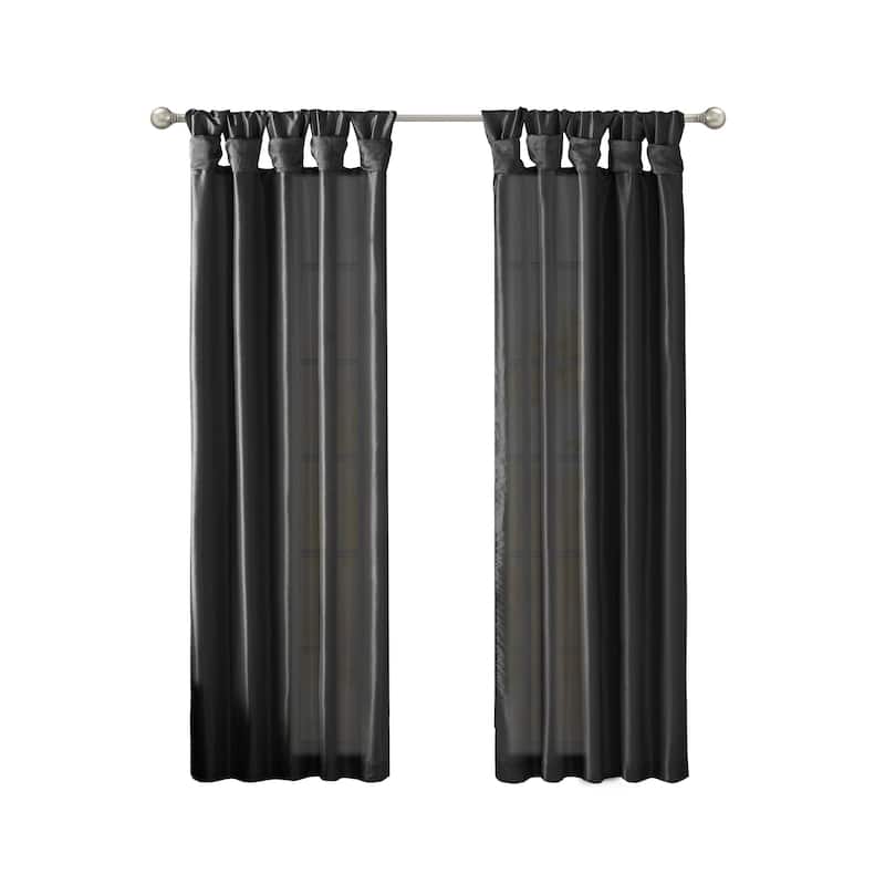 Twist Tab Lined Window Curtain Panel - Black