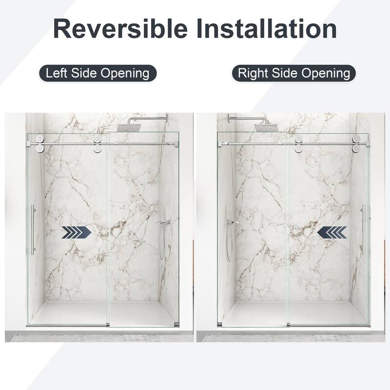 GDFStudio - Modern America Design Frameless Double Sliding Shower Door with 5/16" SGCC Tempered Glass & Stainless Steel Hardware