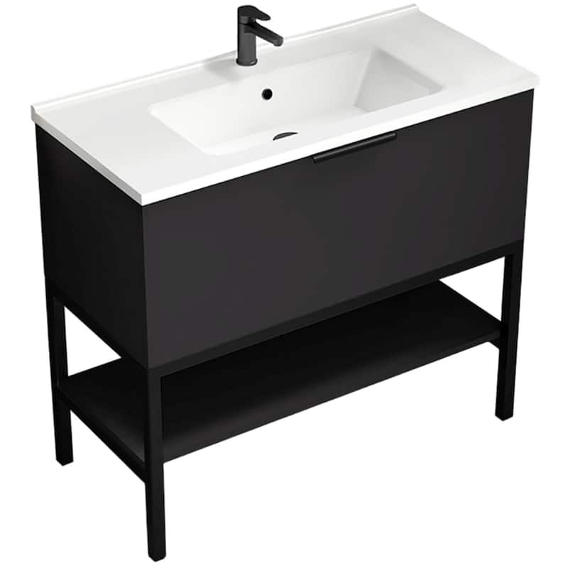 Nameeks Bodrum-3918 Bodrum 40" Free Standing Single Basin Vanity Set - Matte Black - Anthracite Finish