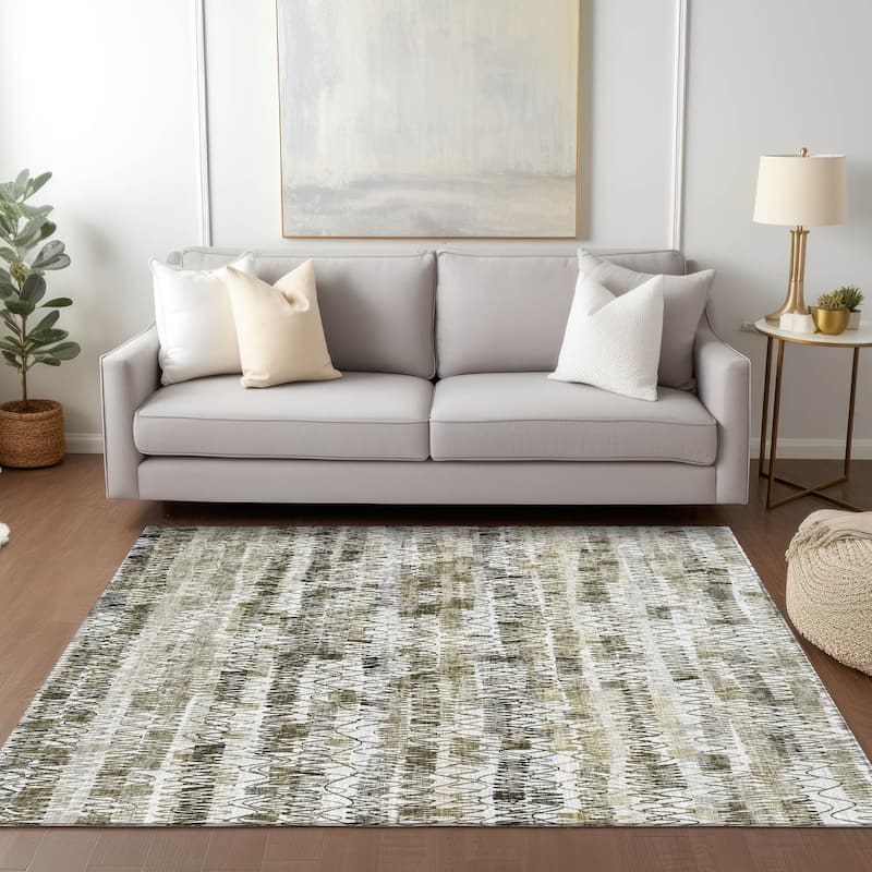 Machine Washable Indoor/ Outdoor Chantille Abstract Zig Zag Rug
