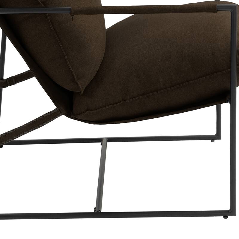 Modern Metal Frame Upholstered Sling Accent Armchair Set of 2