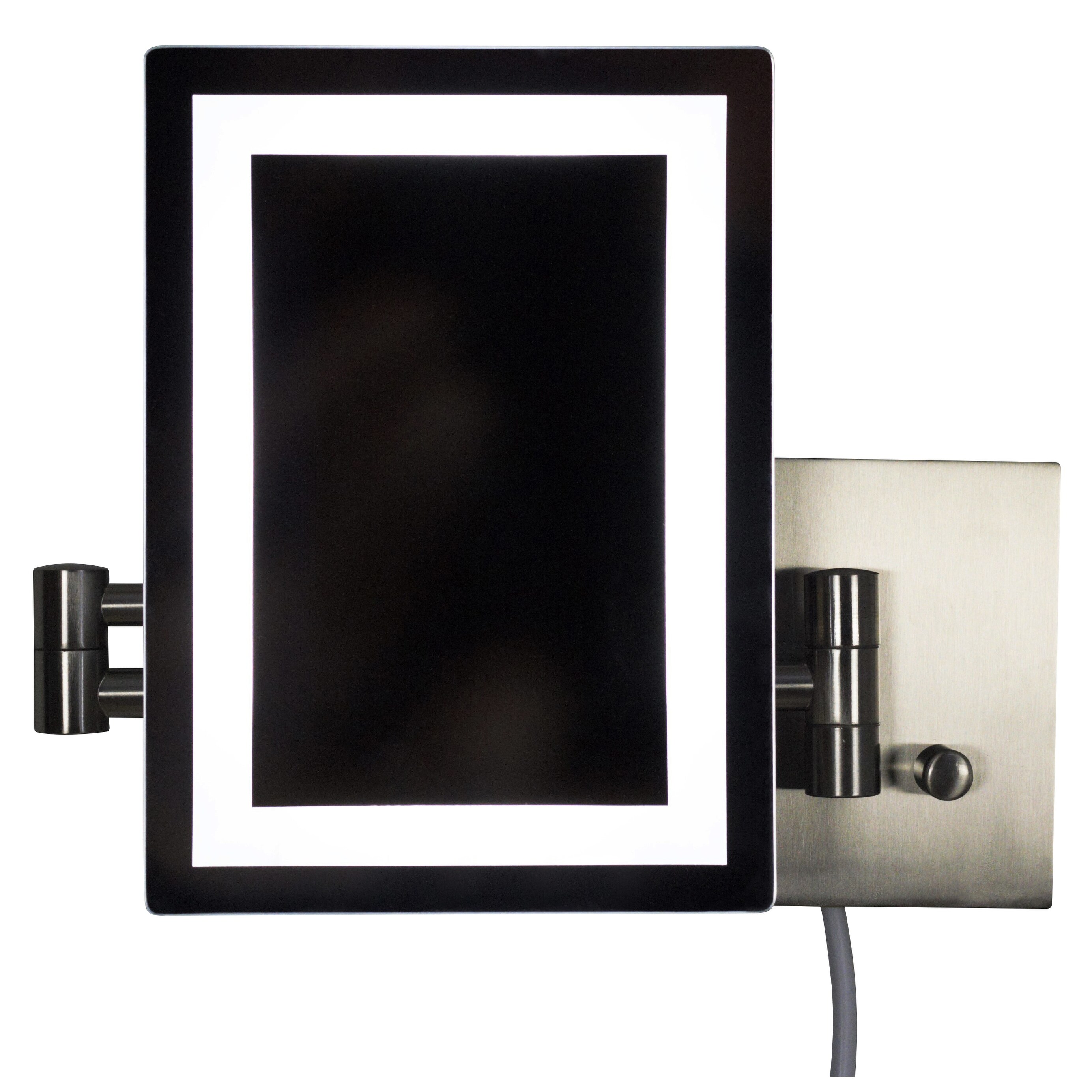 17.44 in. W Rectangle Brass LED Wall Mount Magnifying Mirror In