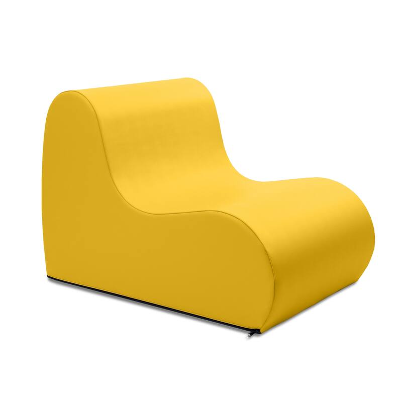 Midtown Foam Classroom Chair, Medium Size - For Elementary to Middle School Kids - Premium Vinyl - Royal Blue - Yellow
