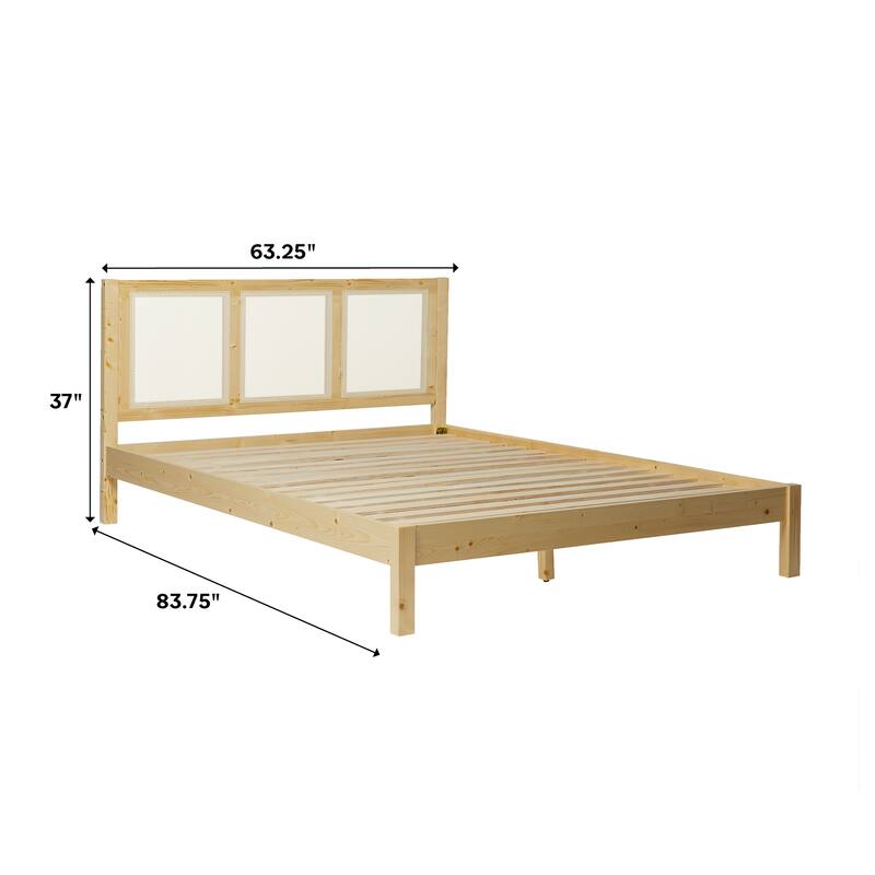 Middlebrook Designs Boho Solid Wood Rattan Headboard Queen Bedframe