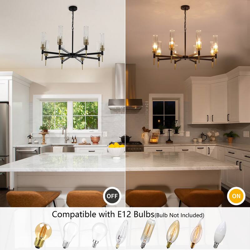 Modern 8-Light Dimmable chandelier - 8 Light W32.28"