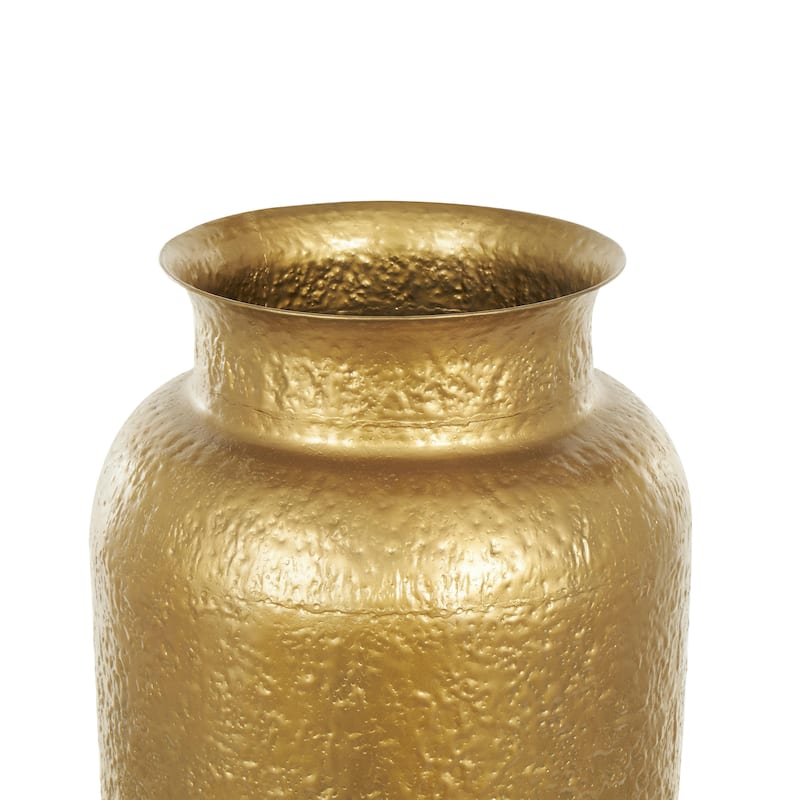 Metal Tall Textured Hammered Floor Decorative Vase - Gold - Roche River Decor