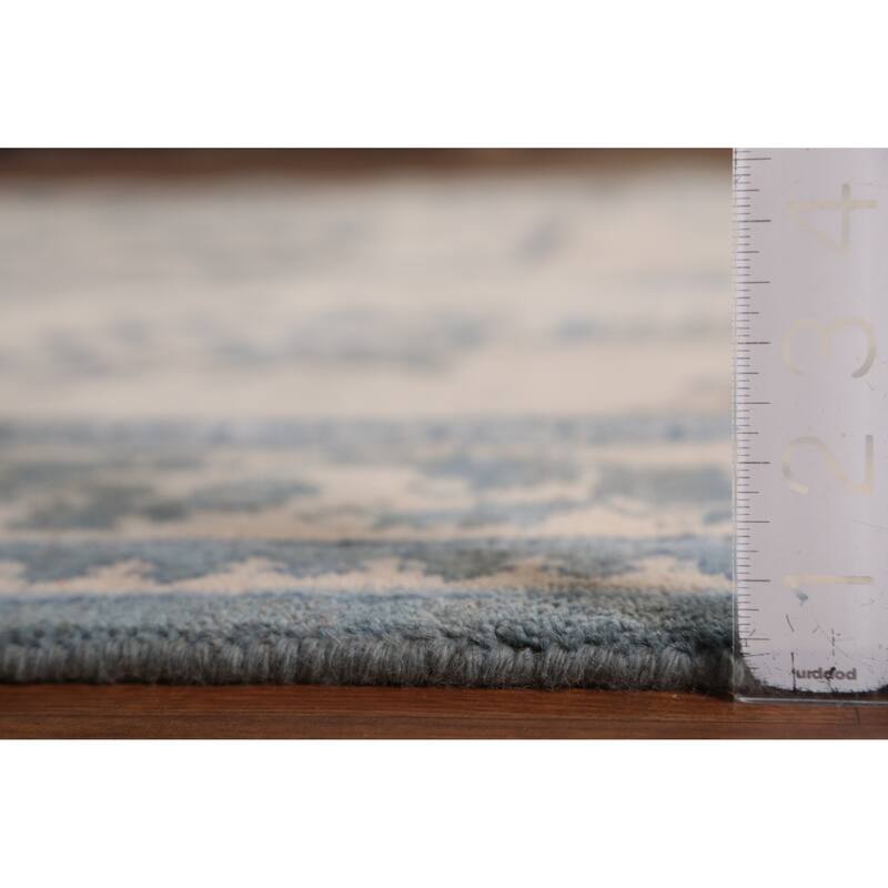 Art Deco Indian Square Rug Hand-Knotted Wool Carpet - 8'1" x 7'11"