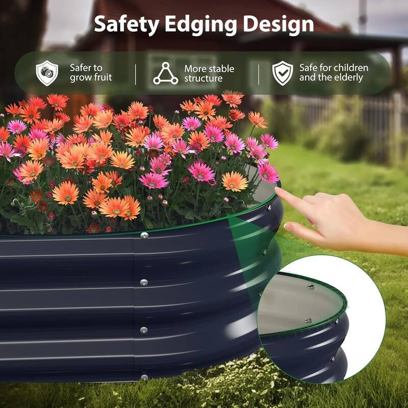 Raised Garden Bed Kit, 1 ft Galvanized Planter Box Outdoor