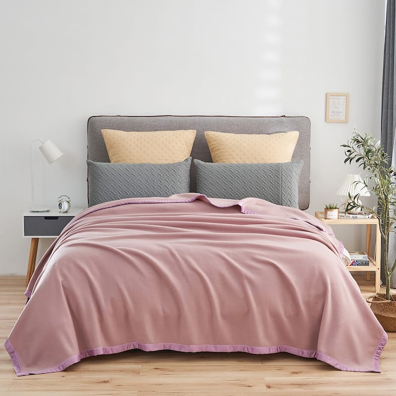 All Seasons Year Round Sheet Blanket with Satin Hem - Throw - Wood Rose