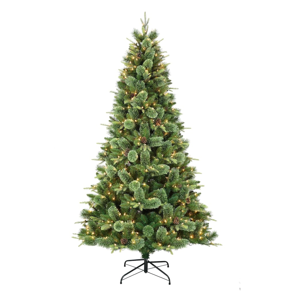 Pre-lit Medium Montana Pine Artificial Christmas Tree - 7.5’ - Clear Lights - 7.5 Foot