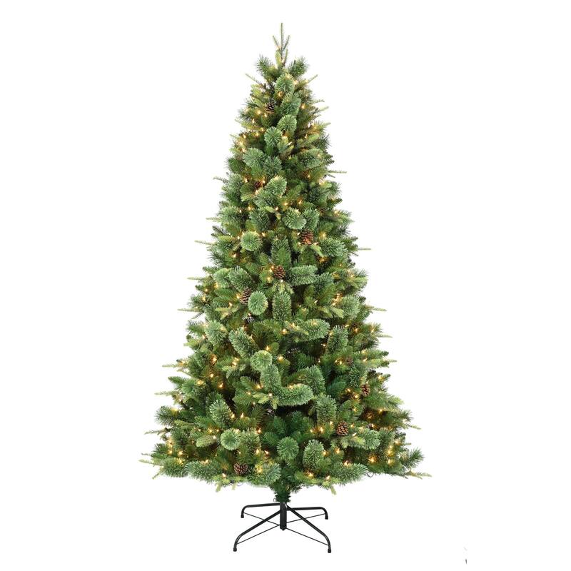 Pre-lit Medium Montana Pine Artificial Christmas Tree - 7.5’ - Clear Lights - 7.5 Foot