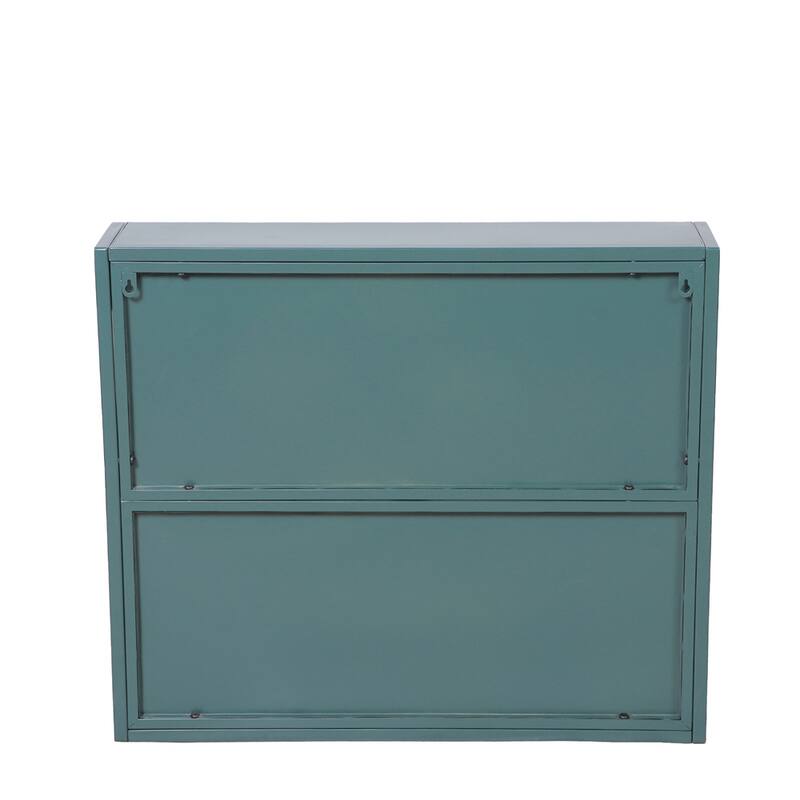 2-Door Wall-Mounted Metal Storage Cabinet with Glass Doors & Shelves