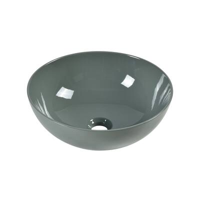 Round, ceramic vessel sink