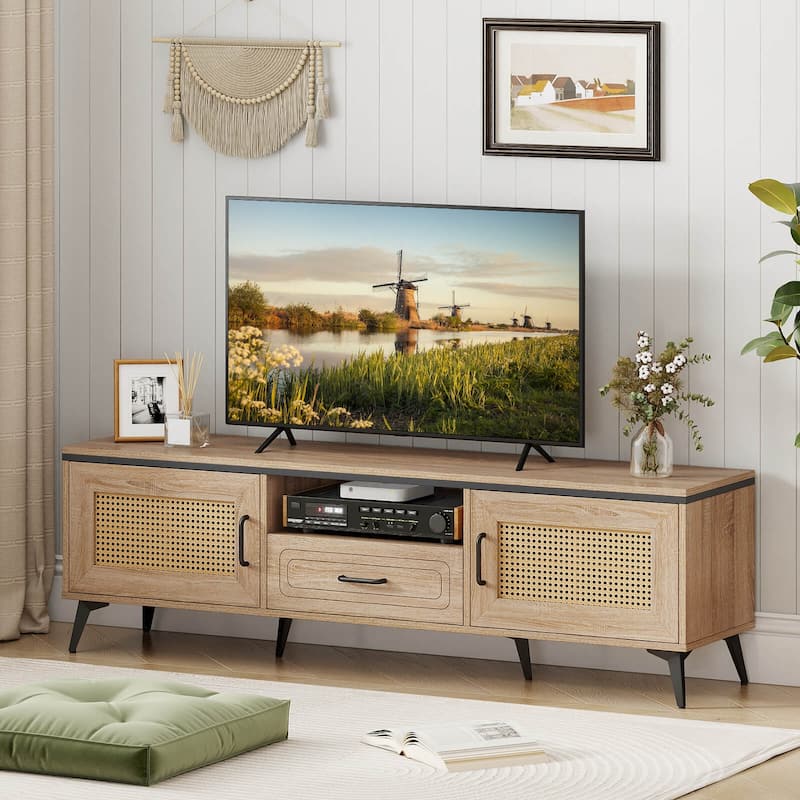 Costway Boho TV Stand for 65 Inch TVs Modern Entertainment Center with - See Details