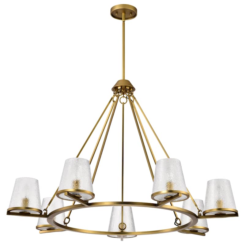 Valentine 7 Light Chandelier Vintage Brass Finish Hammered Glass - Vintage Brass