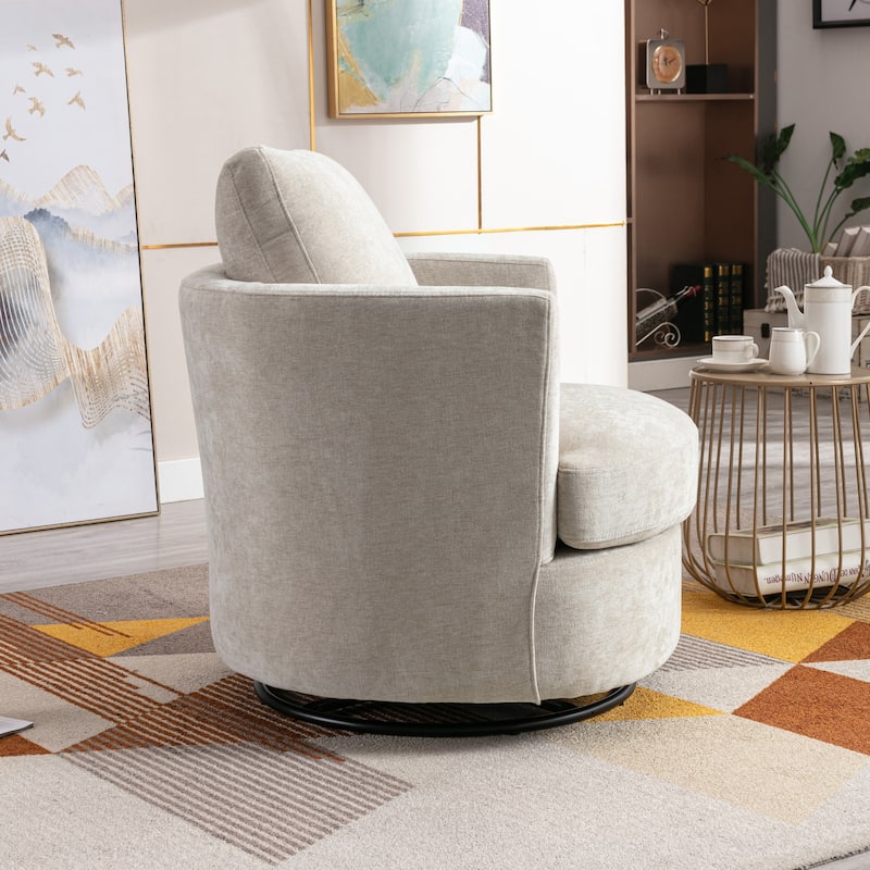 Modern Upholstered Swivel Barrel Chair for Living Room