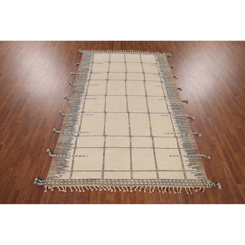 All-Over Moroccan Modern Area Rug Handmade Wool Carpet - 6'0"x 9'6"
