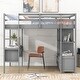 preview thumbnail 5 of 17, Full Size Loft Bed with Built-in Desk with 2 Drawers and Shelves, Grey