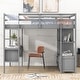 preview thumbnail 4 of 28, Full Size Loft Kids Bed with Desk and Storage - Space-Saving Design, Grey