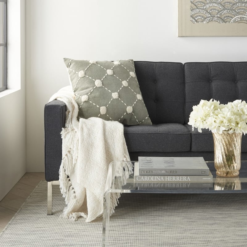 HomeRoots Glamorous Handcrafted Sage Accent Throw Pillow