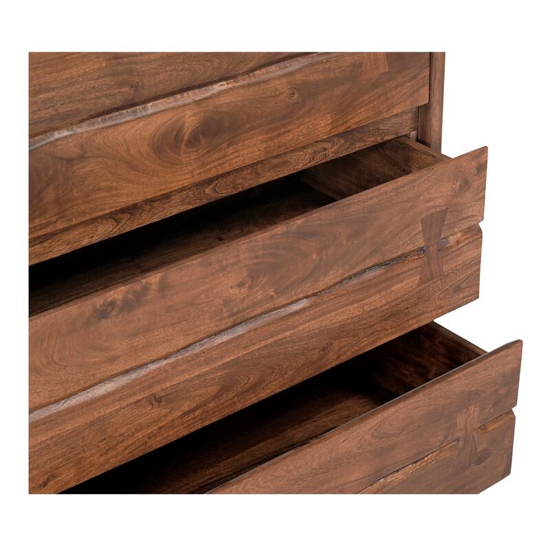 NADAAL STUDIOS Sterling Dresser, Six Drawer Solid Acacia with Live Edge and Butterfly Joinery, Brown