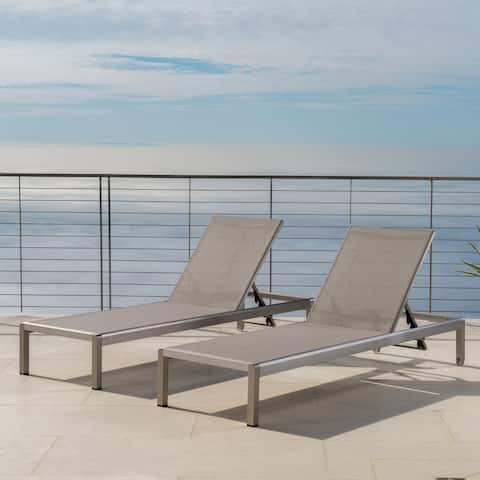 Cape Coral Aluminum Adjustable Lounge (Set of 2) by Christopher Knight Home