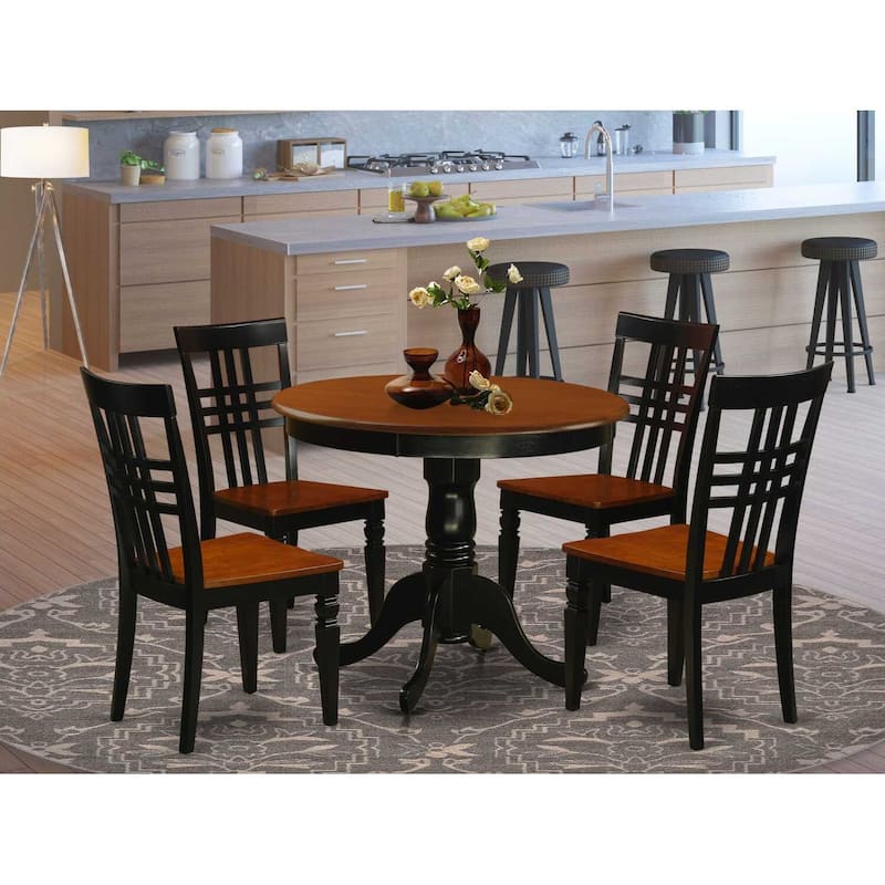 Kitchen Table Set with Chairs - 5 Piece Dining Room Set - Round Table & Dining Chairs