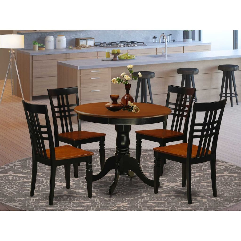 Kitchen Table Set with Chairs - 5 Piece Dining Room Set - Round Table & Dining Chairs