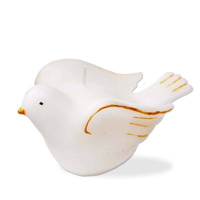 Gilded Dove Sculpted Candle White Christmas Novelty Paraffin Wax 4.5x2.5x2.5 Burn Time 1 Hour Wipe Clean