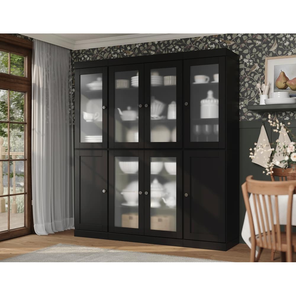 Palace Imports 100% Solid Wood 65" Pantry Cabinet with Frosted Glass, Shaker Doors and Adjustable Shelves