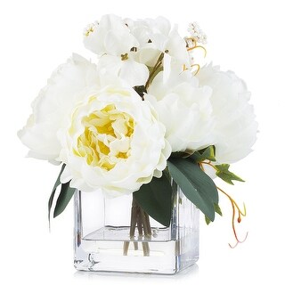 Enova Home Artificial Mixed Silk Peony Fake Flowers Arrangement in ...