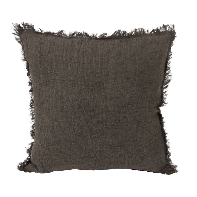 Stonewashed Linen Pillow with Fringe