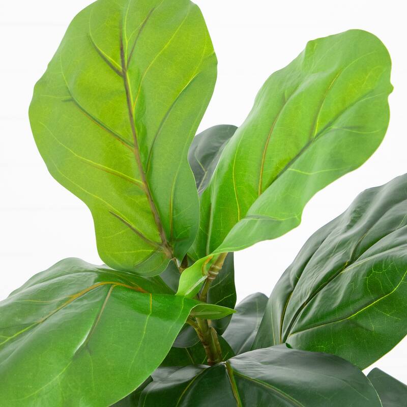 4-ft Artificial Giant Leaf Fiddle Leaf Fig Tree in Decorative Planter