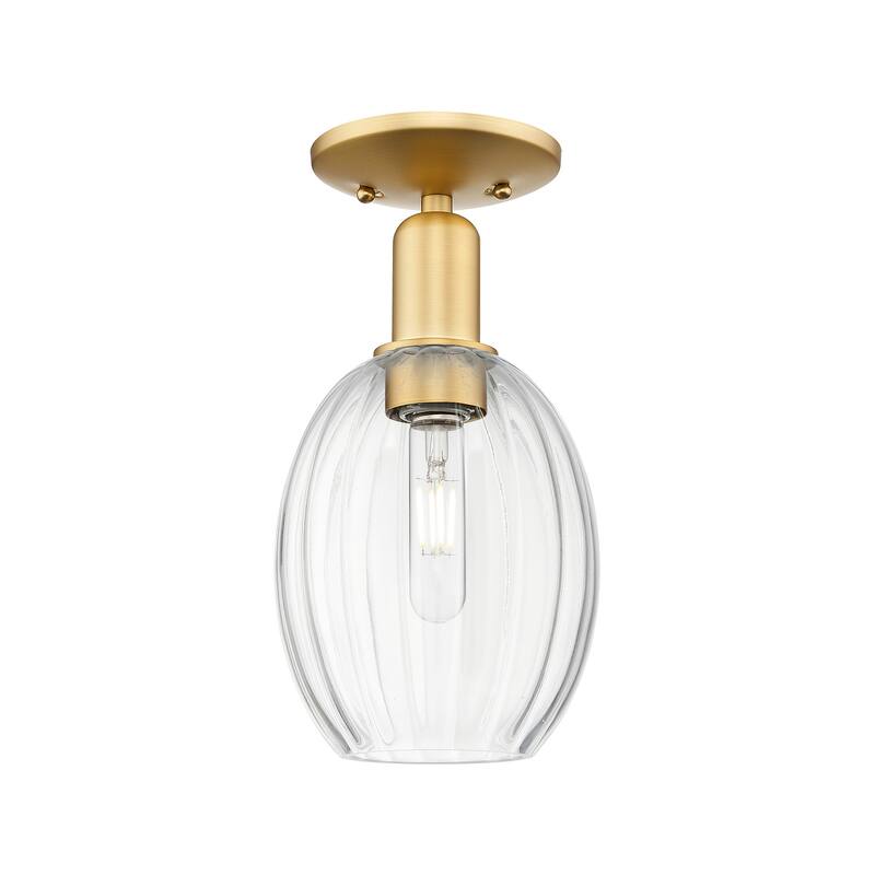 Innovations Lighting 716-1C-12-6 Preston Semi-Flush Preston 6" Wide - Satin Gold / Clear