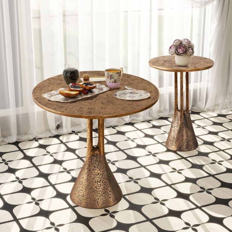 Antique Brass Round End Table