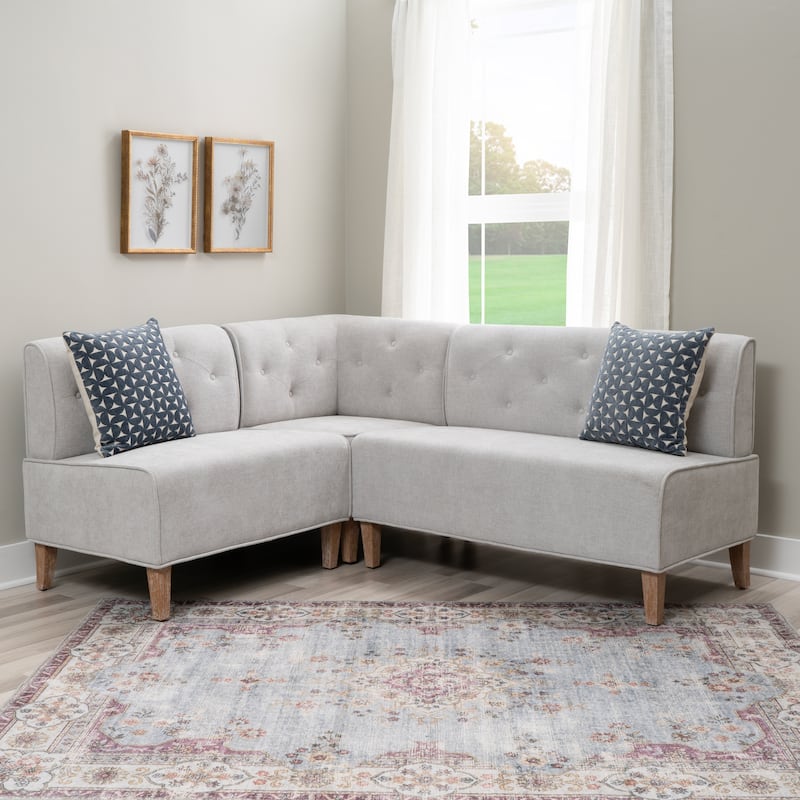 Linon Allard Upholstered/Faux Leather Modern Farmhouse Nook Bench - Grey/Fabric